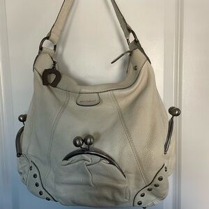 Betsey Johnson Cream Hobo Bag with Silver Accents